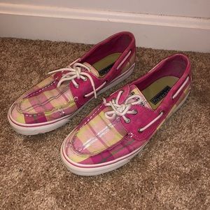 Sperry Pink Plaid boat shoes